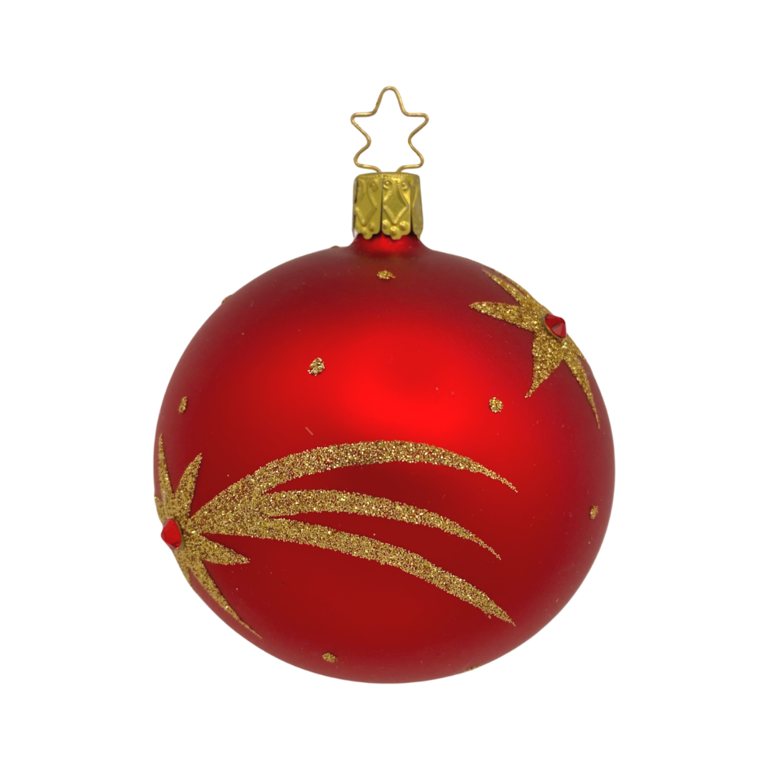 Shooting Star Ball, 8cm red matte by Inge Glas of Germany