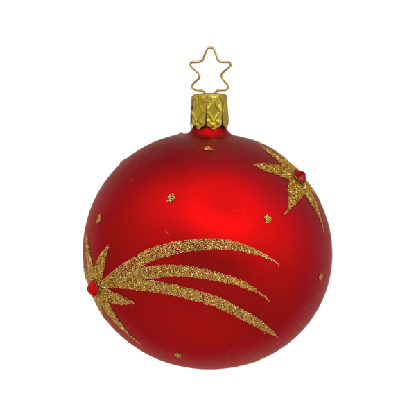 Shooting Star Ball, 8cm red matte by Inge Glas of Germany