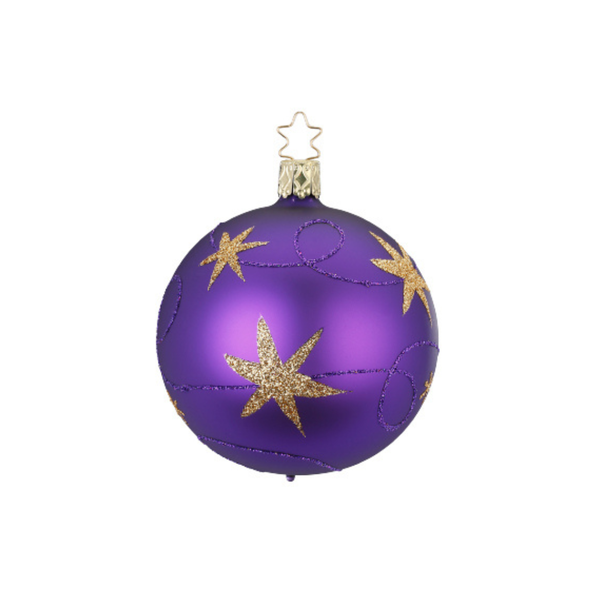 Star Ribbon Ornament, plum matte, 6cm by Inge Glas of Germany