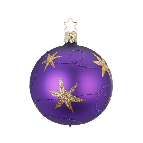 Star Ribbon Ornament, plum matte, 8cm by Inge Glas of Germany