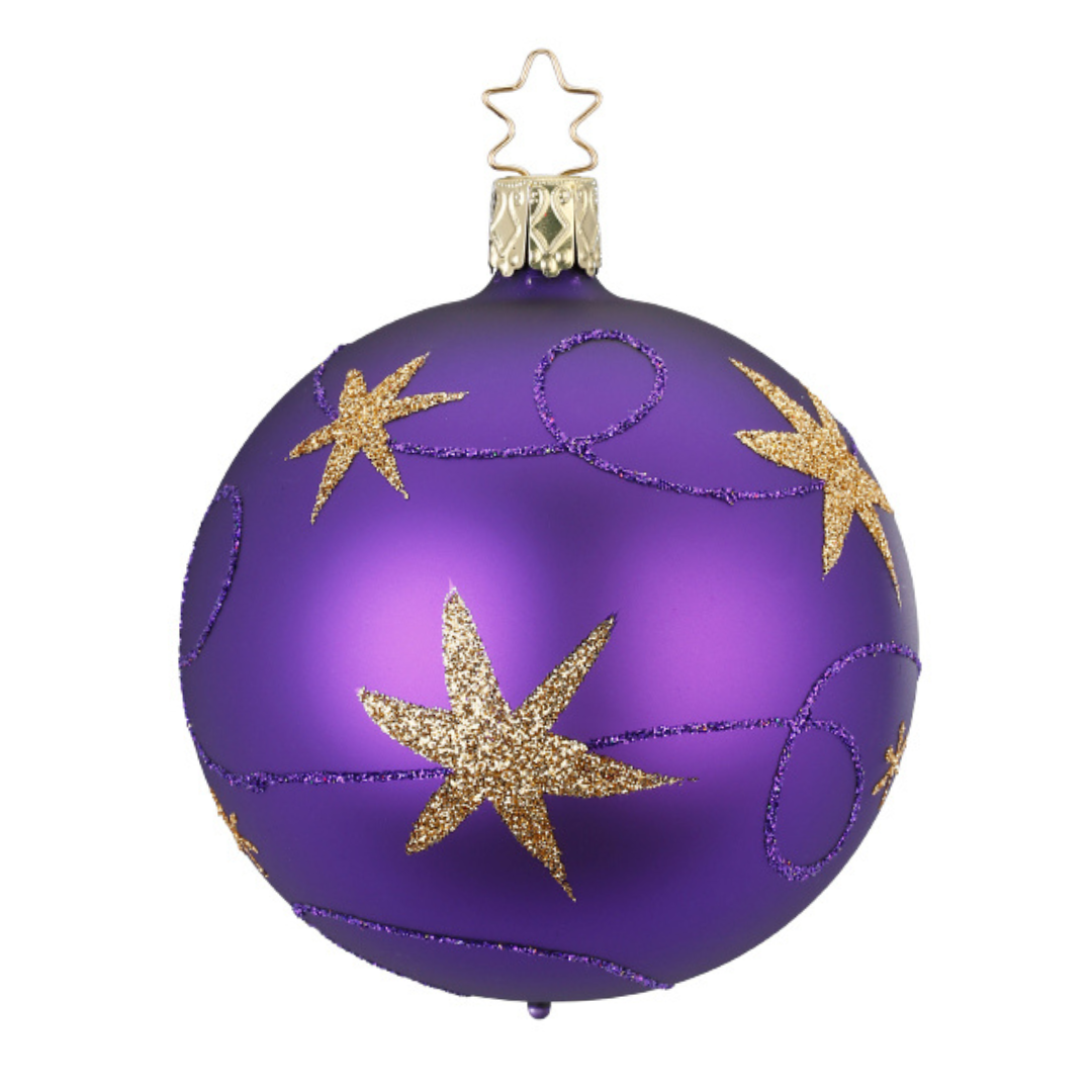 Star Ribbon Ornament, plum matte, 10cm by Inge Glas of Germany