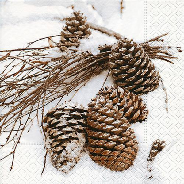 Cones in the Snow Luncheon Size Paper Napkins