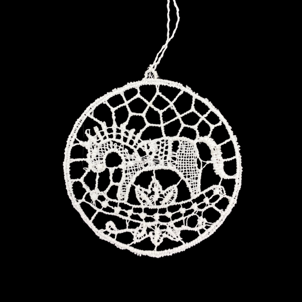 Lace Rocking Horse in Circle Ornament by StiVoTex Vogel