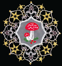Lace Double Mushroom Ornament by StiVoTex Vogel