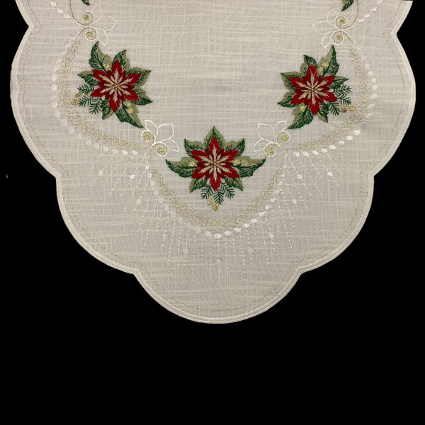 Christmas Flower Oval Lace Table Runner by StiVoTex Vogel 28x56 cm