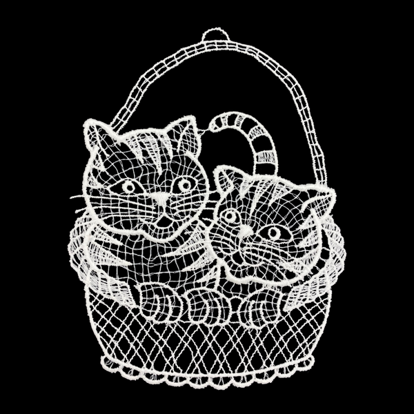 Lace Cats in Basket Large Ornament by StiVoTex Vogel
