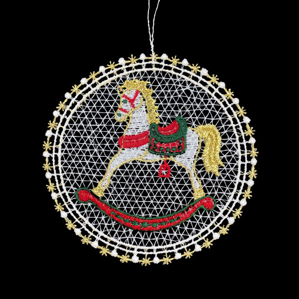 Lace Ball with Rocking Horse Ornament by StiVoTex Vogel