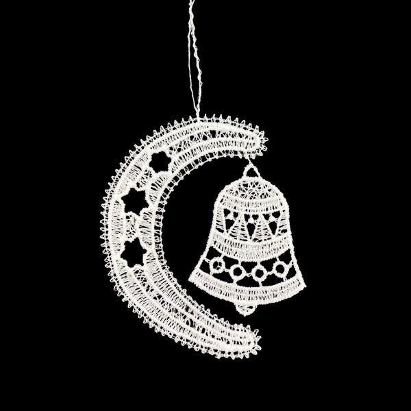 Moon with Bell Lace Ornament by StiVoTex Vogel