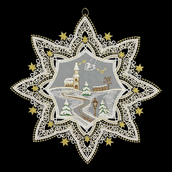 Large Lace Star with Winter Walk Scene by StiVoTex Vogel