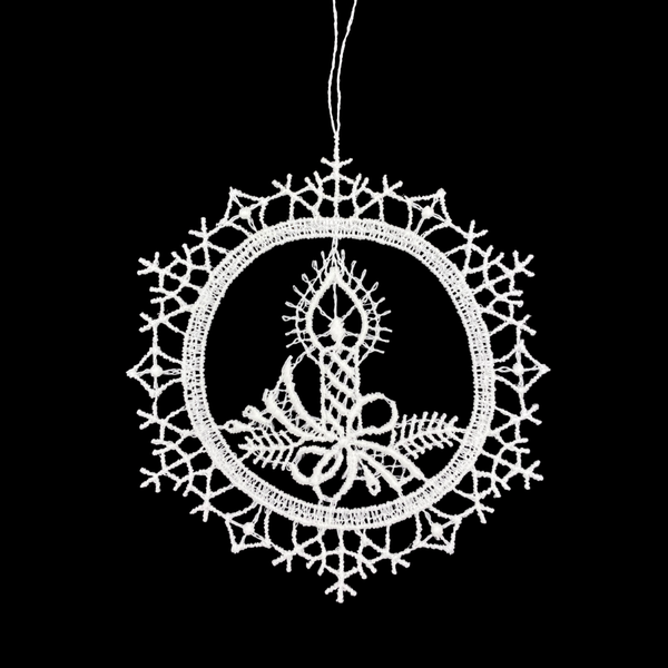 Snowflake Frame Lace Ornament with Candle by StiVoTex Vogel