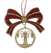 Red Lace Bow with Wood Dangle Ornament by Kunstgewerbe Lenk und Sohn