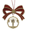 Red Lace Bow with Wood Dangle Ornament by Kunstgewerbe Lenk und Sohn
