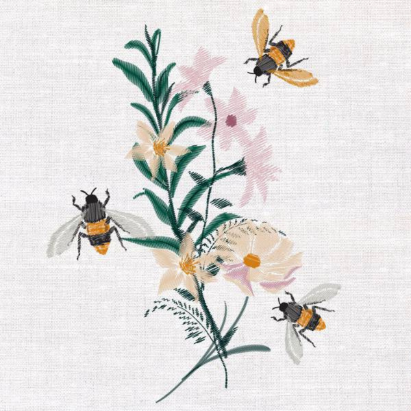 Floral Bees Luncheon Size Paper Napkins