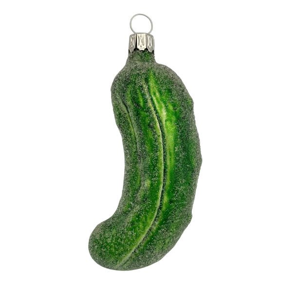 Pickle, 4", green frosted, by Old German Christmas
