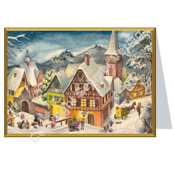 Snowy Village Christmas Card by Richard Sellmer Verlag