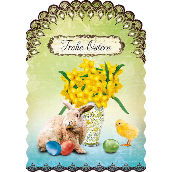Rabbit, Chick Daffodils Card by Gespansterwald GmbH