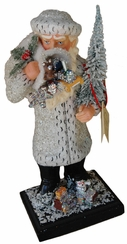 Silver with Toys Santa Papier Mache Candy Container by Ino Schaller