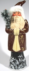 Santa Braving the Cold Papier Mache Candy Container by Ino Schaller