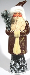 "Braving the Cold" Santa Paper Mache Candy Container by Ino Schaller