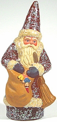 Santa Cleaning Up Christmas Papier Mache Candy Container by Ino Schaller