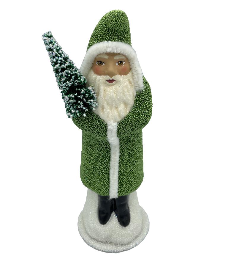 Santa green beaded Coat by Ino Schaller