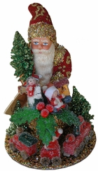 Santa with Toy Bag Papier Mache Candy Container by Ino Schaller