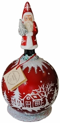 Santa on Round Box Papier Mache Candy Container by Ino Schaller