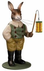 Rabbit in Green Vest with Lantern by Marolin Manufaktur