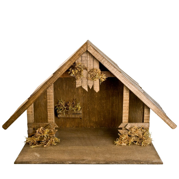 Wooden Stable with Gable Roof, 14-17cm scale by Marolin Manufaktur