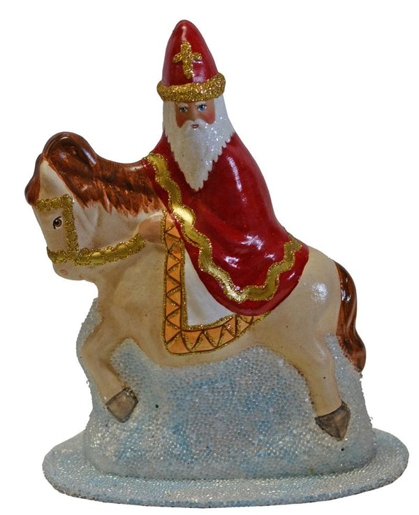 St. Nicholas on Horse Papier Mache Candy Container by Ino Schaller