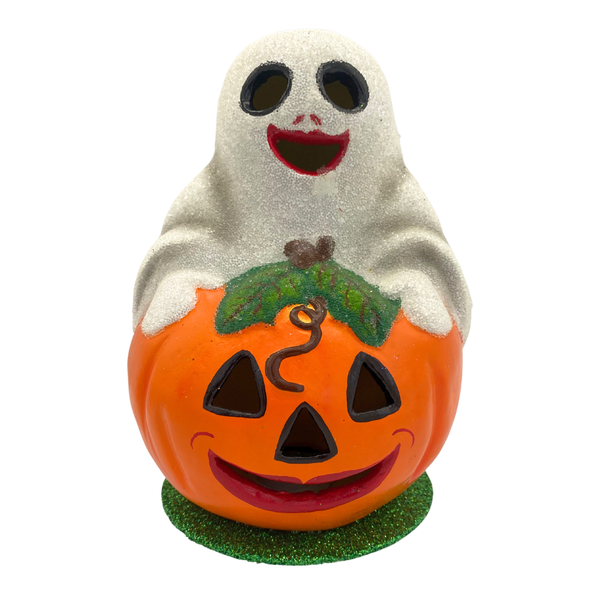 Beaded Ghost on Shiny Pumpkin by Ino Schaller