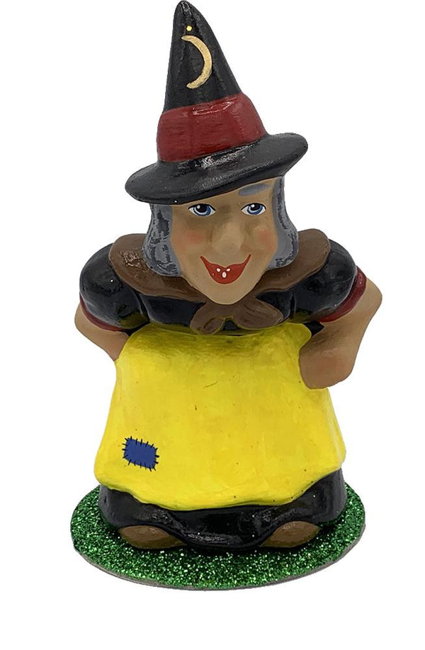Witch with Apron Papier Mache Candy Container, yellow by Ino Schaller