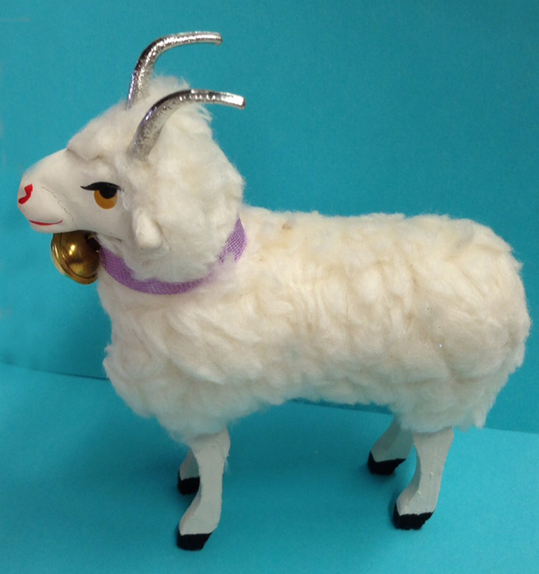 Standing Sheep with Horns Papier Mache Figurine by Ino Schaller