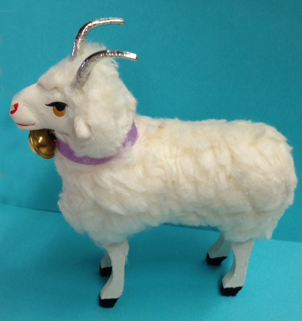 Standing Sheep with Horns Papier Mache Figurine by Ino Schaller