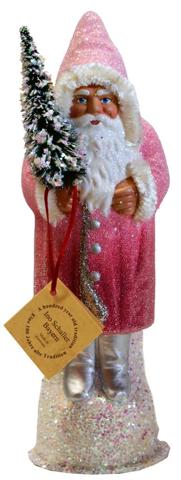 Santa Faded Rose Papier Mache Candy Container by Ino Schaller