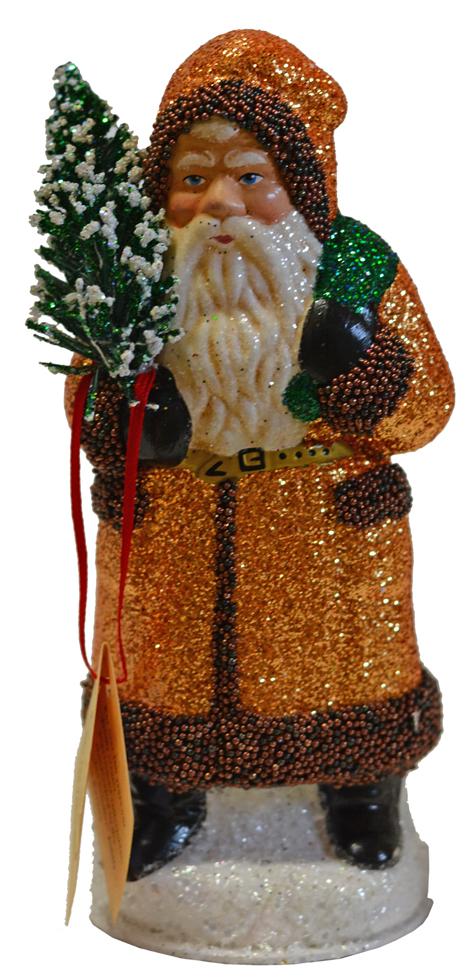 Santa, Light Copper Papier Mache Candy Container by Ino Schaller