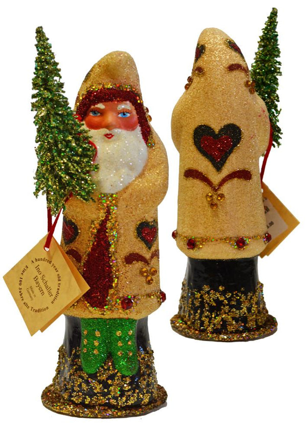 Amish Decorated Santa, One of a Kind Paper Mache Candy Container by Ino Schaller