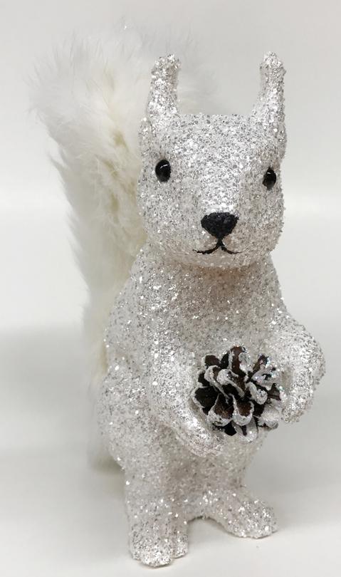 White Squirrel, Flocked Plastic Figurine by Ino Schaller
