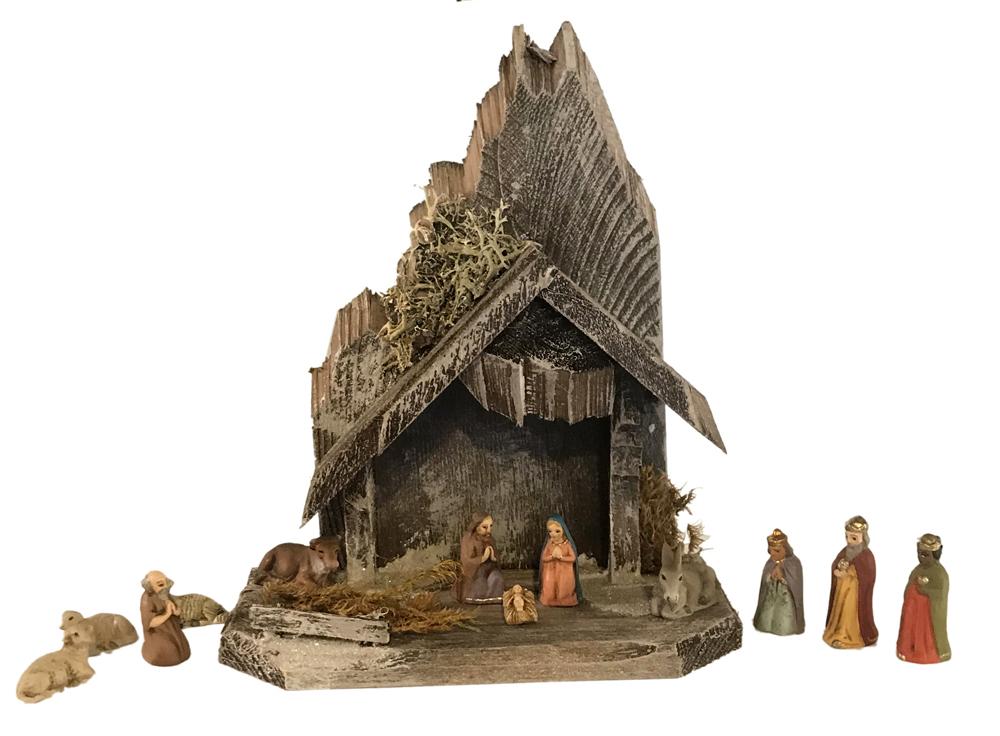 Twelve Piece Nativity Set with Stable, 3.5cm scale by Marolin Manufaktur