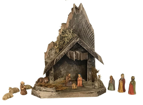 Twelve Piece Nativity Set with Stable, 3.5cm scale by Marolin Manufaktur