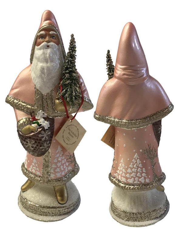 Santa in Cloak, Papier Mache Candy Container, salmon pearl with gold trim by Ino Schaller