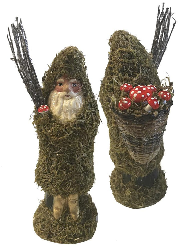 Santa with Natural Decor, Papier Mache Candy Container by Ino Schaller