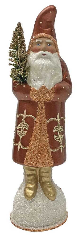 Santa copper coat, gold shoes