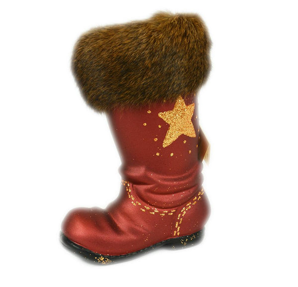 Boot, Copper with Stars and Fur Candy Container by Ino Schaller