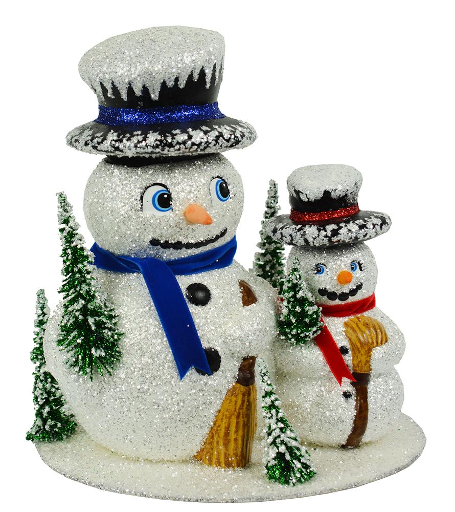 Snowman Family, Blue/Red Scarf, Removeable Hat Candy Container by Ino Schaller