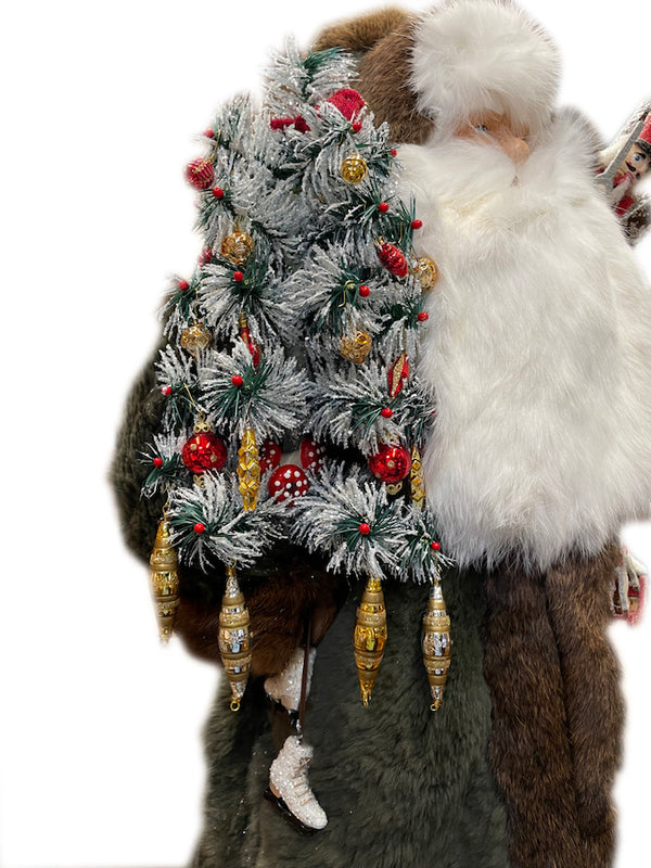 XL Santa, Green Rabbit Coat by Ino Schaller