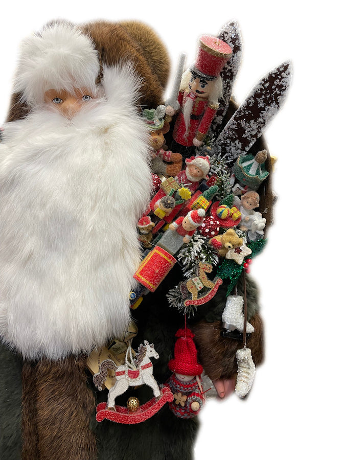 XL Santa, Green Rabbit Coat by Ino Schaller