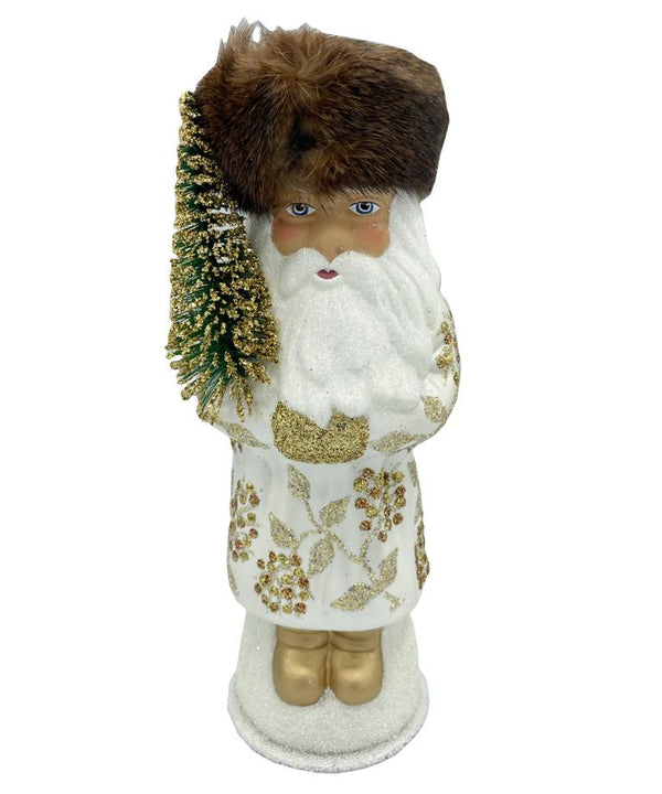 White/Gold Russian Santa with berry by Ino Schaller