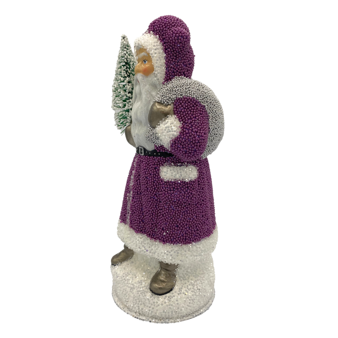 Santa Candy Container, Lavender Bead Coat by Ino Schaller