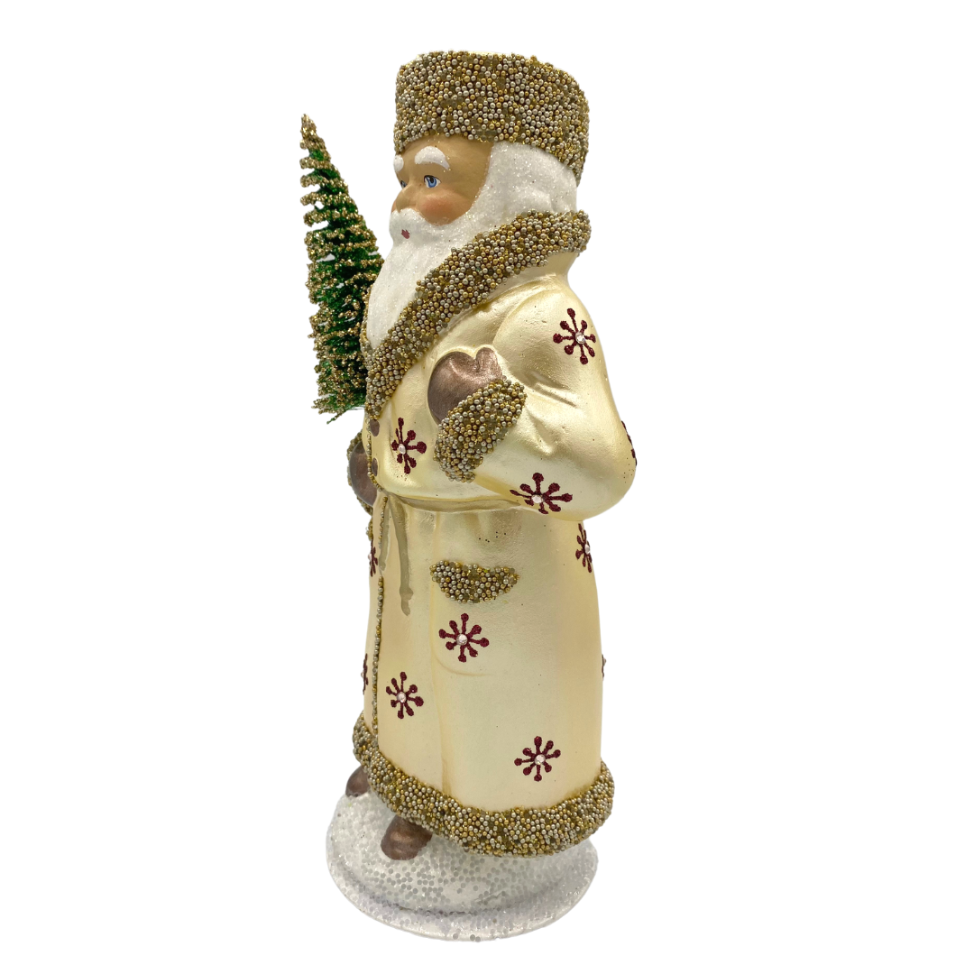 Santa Candy Container, Cream Coat with Red Starbursts by Ino Schaller